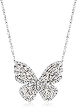 Ross-Simons Diamond Butterfly Necklace in Sterling Silver