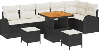 vidaXL Vidaxl - Garden Sofa Set with Cushion 9 pcs Black, Cream 80 x 80 x 71 cm