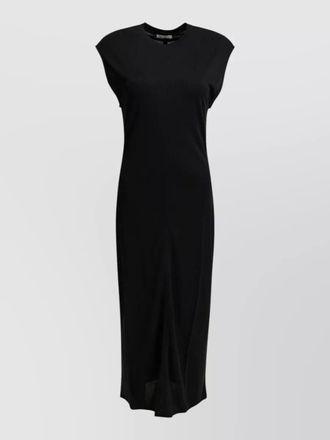 Ami sleeveless midi sheath dress crew neckline