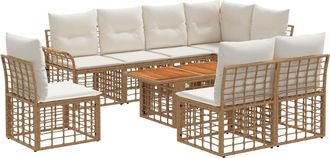 vidaXL Conjunto De Sof&aacute;s De Jard&iacute;n 9 Uds. Natural Y Crema Vidaxl