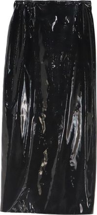 Alessandra Rich Vinyl Midi Skirt in Black Polyurethane
