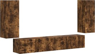 vidaXL Conjunto De Mueble De Tv 4 Uds. Roble Ahumado Vidaxl