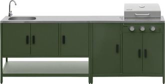 Sweeek Cocina exterior acero inoxidable barbacoa gas 3 quemadores con