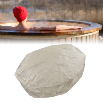 OEM Funda Para Jacuzzi - Funda Resistente A La Lluvia Y Al Fr&iacute;o, Fabricada En Tafet&aacute;n De Poli&eacute;ster Plateado, 190 Cm - Funda Redonda Para Jacuzzi De 210 X 