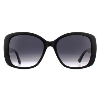 Gucci Butterfly Womens Black Grey Gradient Sunglasses - One Size