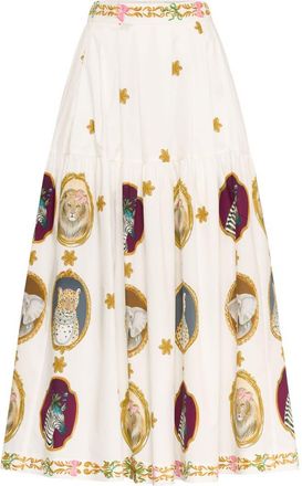Maison Common Printed Cotton Skirt With Pockets in White/multicolour at Nordstrom, Size 38