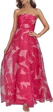 DKNY Floral Strapless Gown in Hot Fuchsia at Nordstrom, Size 10