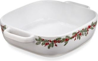 Tag White Stoneware Farmhouse Christmas Baking Dish with Handles in Multicolored at Nordstrom