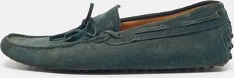 Tod's Tods Dark Green Suede Bow Slip On Loafers