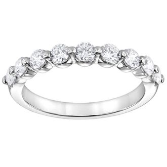 Grown Brilliance 0.70 Carat 14K White Gold Round Cut Lab Grown Diamond Hald Eternity Band for Women- Color/Clarity-G+SI
