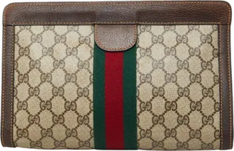 Gucci Beige Brown Pvc Leather Clutch Bag (Pre-Owned)