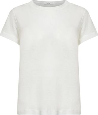 Co T-shirt met ronde hals en korte mouwen - Dames - T-shirts - Beige - M - Katoen - Tops