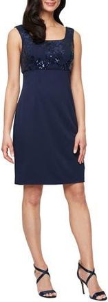 Alex Evenings Embellished Scuba Crepe Cocktail Dress with Jacket in Navy at Nordstrom Rack, Size 8