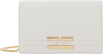 Elisabetta Franchi Compact White Shoulder Bag with Gold-tone Logo Plaque