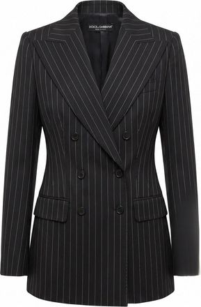 Dolce & Gabbana Double-Breasted Turlington Pinstripe Blazer