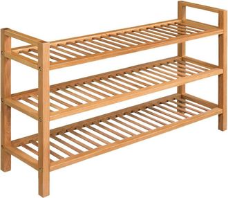 vidaXL Shoe Rack with 3 Shelves Solid Oak Wood 39.4x10.6x23.4, 244209