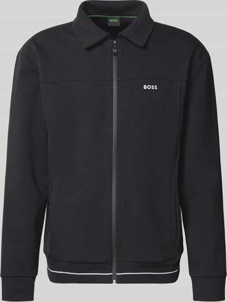HUGO BOSS Regular Fit Sweatjacke aus Baumwoll-Mix Modell SW_Member in Black, Gr&ouml;&szlig;e XXXL