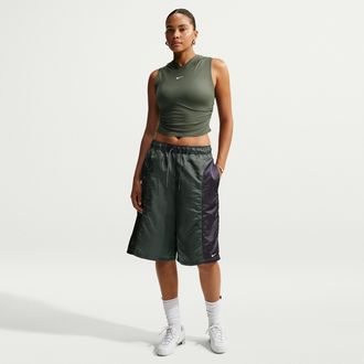 Nike Womens Nike Sportswear Loose Mid-Rise Woven Shorts in Green | IV5021-303
