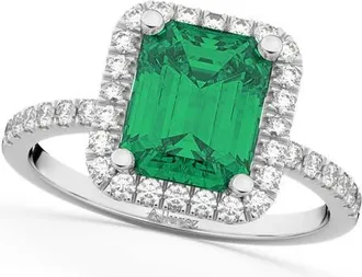 Allurez Lab Emerald & Lab Diamond Engagement Ring 14k in 3.32Ct/white Gold at Nordstrom, Size 6.5