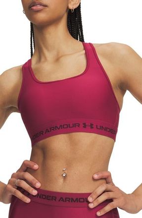 Under Armour HeatGear Mid Cross Back Sports Bra in Claret at Nordstrom, Size Xx-Large