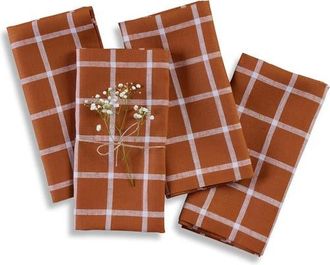 Solino Home Linen Dinner Napkins Set of 4, 20 x 20 - Windowpane in Cinnamon at Nordstrom