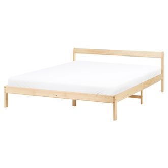 Beliani Cama Con Somier Estilo Minimalista De Madera De Pino 160 X 200 Cm Marr&oacute;n Claro Madone