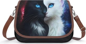 Generic Yin And Yang Cat Small Womens Crossbody Bags Shoulder Handbag with Adjustable Strap for Travel