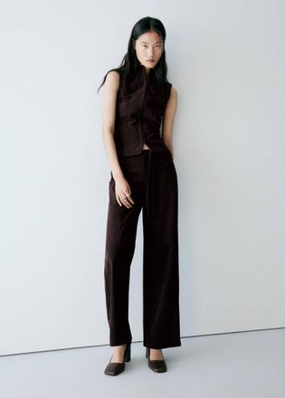 Mango Pantaloni velluto a coste coulisse cioccolato - Donna - XS - MANGO