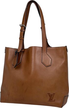 Louis Vuitton Brown Leather Shoulder Bag Tote Bag (Pre-Owned)