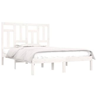 Berkfield Home Beautiful Bed Frame White Solid Wood Pine 140x200 cm