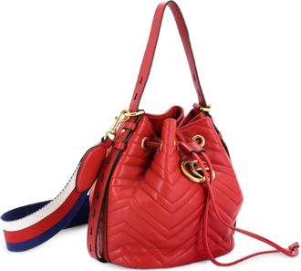Gucci GG Marmont Matelasse Leather Small bucket bag - Rood