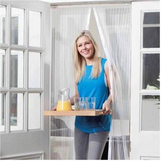 Trade Shop Trade Shop - Zanzariera Magnetica 120x240 Cm Bianca Universale 18 Magneti Tenda Per Porte