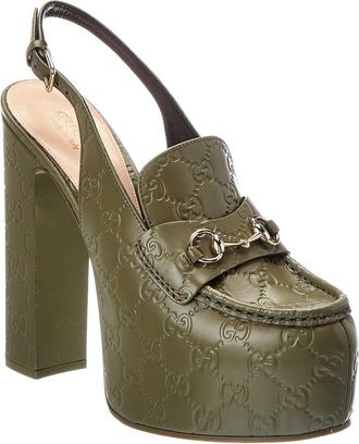 Gucci Gg Logo Horsebit Leather Pump