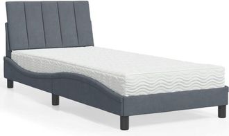 vidaXL Cama Con Colch&oacute;n Terciopelo Gris Oscuro 90x190 Cm Vidaxl