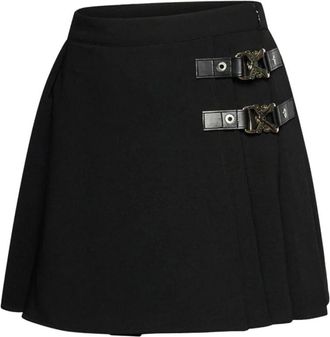 John Richmond Minirok met zijgespen en gestructureerde snit - Dames - Korte rokken - Zwart - L - Polyester - Rokken