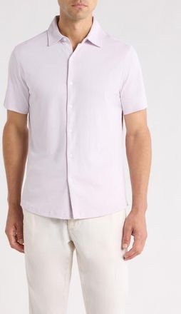 Robert Barakett Sterling Short Sleeve Knit Button-Up Shirt in Lavender at Nordstrom, Size Xx-Large