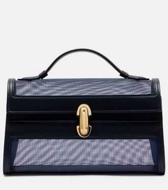 Savette Symmetry leather-trimmed mesh tote bag