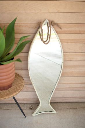 Kalalou Vertical Fish Mirror With Rope Hanger