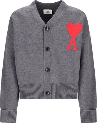 Ami Cardigan con bottoni con logo - Grigio