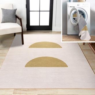 Jonathan Y Designs Luola Minimalist Geometric Machine-Washable Area Rug in Cream/moss at Nordstrom, Size 3Ft 0In X 5Ft 0In