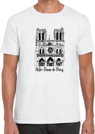 Generic Notre Dame De Paris Cathedral Mens Cotton T-Shirt L White