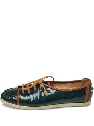 Tod's contrast-trim patent-leather sneakers - Green