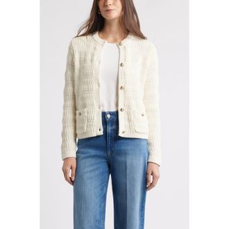 Caslon Textured Sweater Jacket in Ivory Pristine at Nordstrom Rack, Size Xx-Large