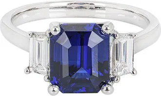 Bespoke 18ct white gold, diamond & sapphire ring 3.04ct 53EU