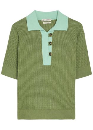 J.W.Anderson Waffle-knit Cotton-blend Polo Shirt - Green - S (UK8-10 / S)