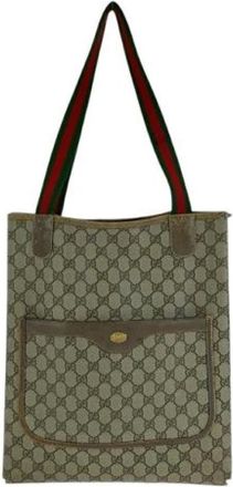 Gucci Pre-owned Tote Bags, female, Beige, Size: ONE SIZE Pre-owned GG Supreme Canvas Tote Bag