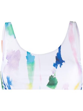 &ecirc;tre c&eacute;cile watercolour print bikini top - women - Polyester/Spandex/Elastane - 34 - White