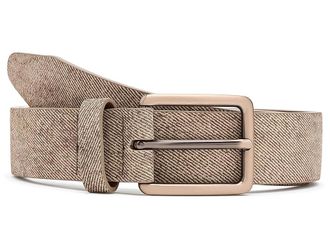 Johnston & Murphy Fine Stripe Diagonal Leather Belt Mens Belts Mocha : 42