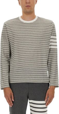 Thom Browne Grey Stripes Crew Neck T-Shirt