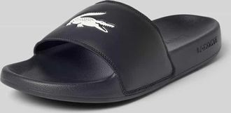 Lacoste Badeschuhe mit Logo Print Modell SERVE SLIDE in Black, Gr&ouml;&szlig;e 10